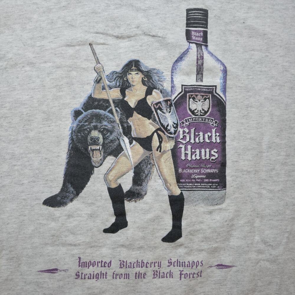 Vintage Black Haus Shirt Mens XL Gray Blackberry Schnapps Promo 90s Tee Germany